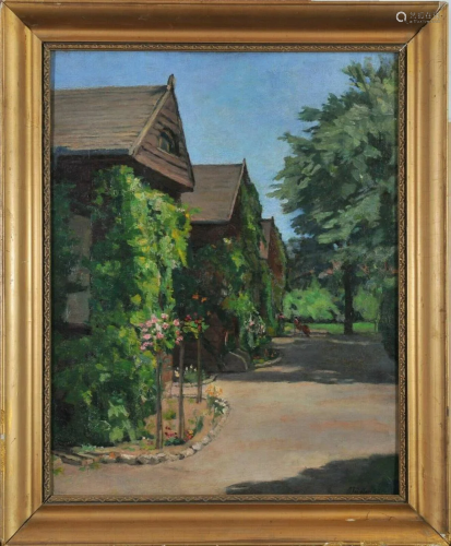 Summer Street Scene Oil Painting
