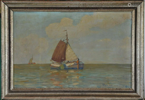 Seascape With A Sailing Ship Oil Painting