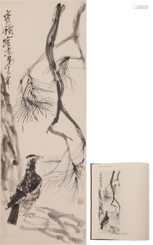 A CHINESE PAINTING HANGING-SCROLL OF EAGLE AND P…