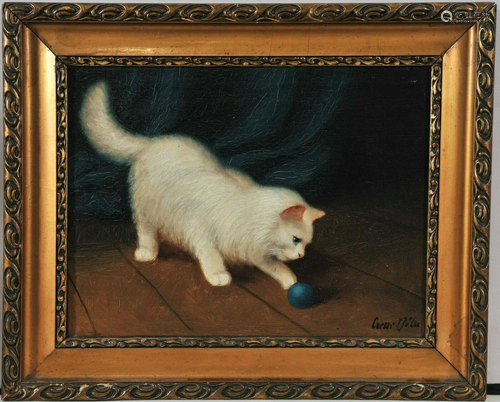 Cat Playing Oil Painting