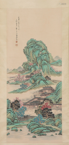 A CHINESE PAINTING HANGING-SCROLL OF LANDSCAPE …