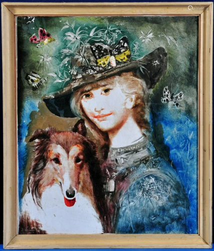 Women With A Dog Oil Painting