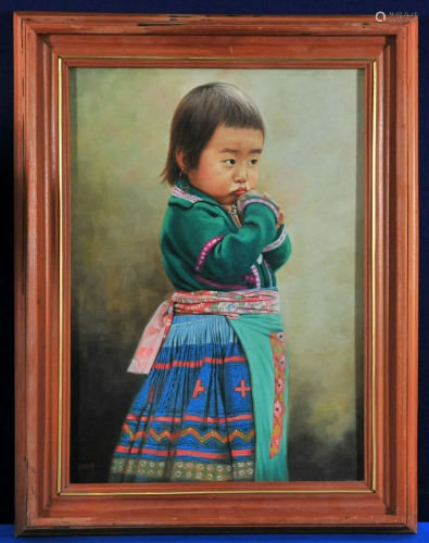 Portrait of A Mongolian Chilld Oil Painting