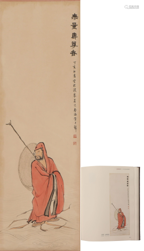 A CHINESE PAINTING HANGING-SCROLL OF ARHAT IN RE…