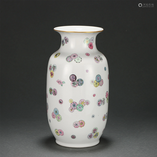 A FAMILLE ROSE FLORAL BALLS VASE