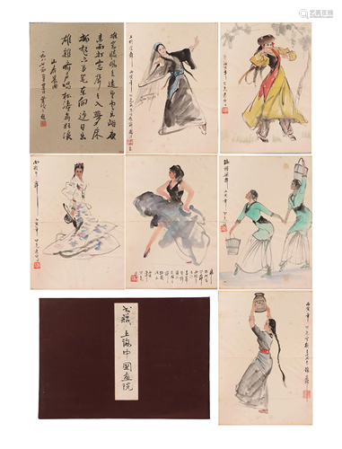 A CHINESE PAINTING ALBUM OF DANCING LADIES SIGNED LIU