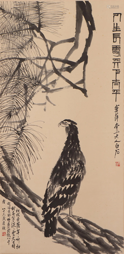 A CHINESE PAINTING HANGING-SCROLL OF EAGLE AND P…