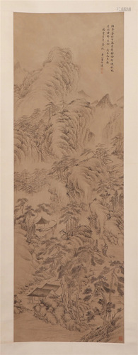 A CHINESE PAINTING HANGING-SCROLL OF HUT IN WOO…