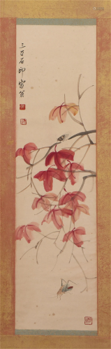 A CHINESE PAINTING HANGING-SCROLL OF MAPLE AND I…