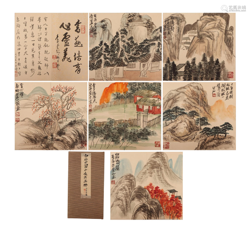 A CHINESE PAINTING ALBUM OF LANDSCAPE SIGNED QI BAISHI