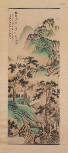 A CHINESE PAINTING HANGING-SCROLL OF GREEN LAND…