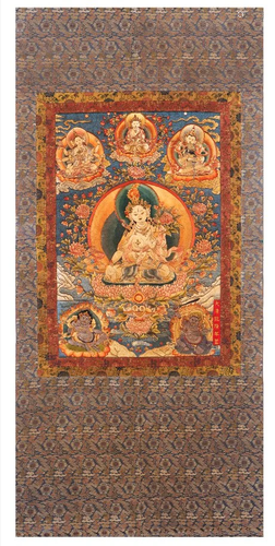 QING DYN. IMPERIAL SILK EMBROIDERED THANGKA DEPICTING