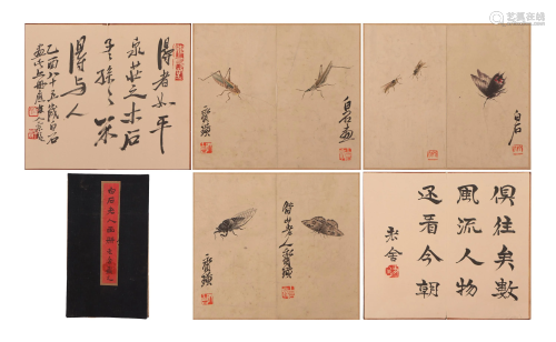 A CHINESE PAINTING ALBUM OF INSECTS SIGNED QI BAISHI