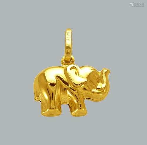 NEW 14K YELLOW GOLD ELEPHANT PENDANT POLISHED