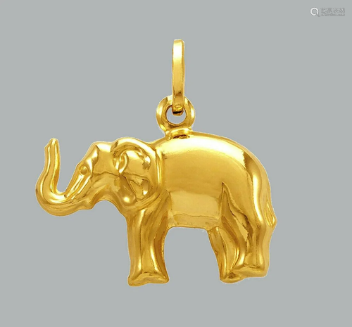 NEW 14K YELLOW GOLD ELEPHANT PENDANT POLISHED