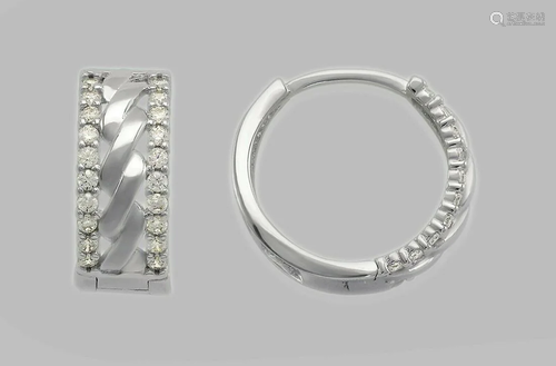 14K WHITE GOLD LADIES ROUND CZ HUGGIE HOOP EARRINGS