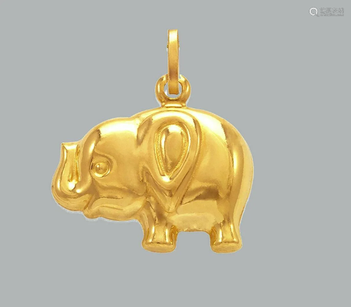 NEW 14K YELLOW GOLD ELEPHANT PENDANT POLISHED