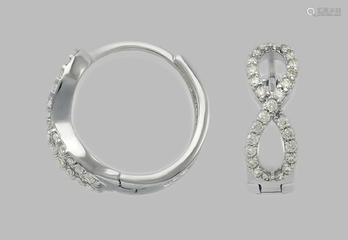 14K WHITE GOLD ROUND CZ HUGGIE HOOP EARRINGS INFINITY