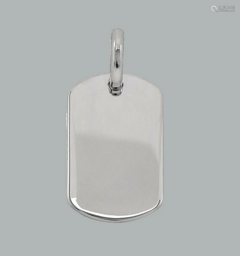 NEW 14K WHITE GOLD DOG TAG PENDANT UNISEX POLISHED