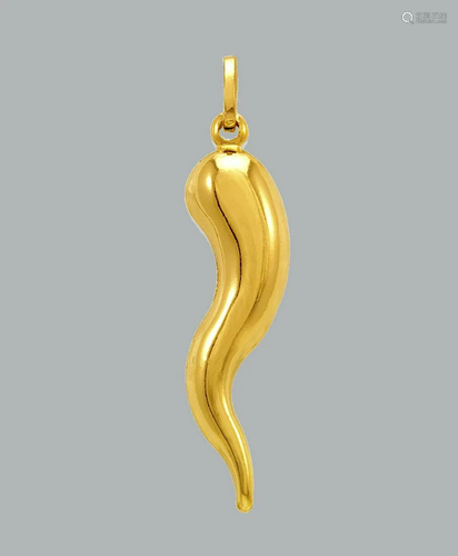 NEW 14K YELLOW GOLD HORN PENDANT CHARM 33mm