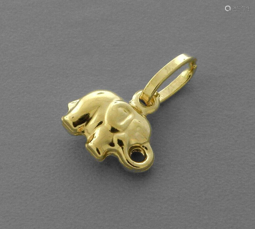 14K YELLOW GOLD ELEPHANT CHARM PENDANT POLISHED SMALL