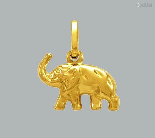 NEW 14K YELLOW GOLD ELEPHANT PENDANT POLISHED