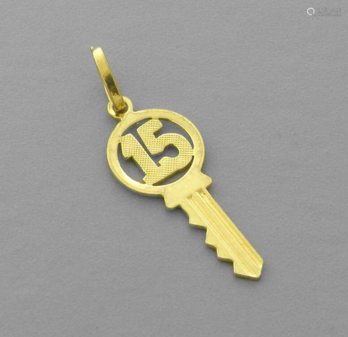 NEW 14K YELLOW GOLD 15 ANOS KEY PENDANT / CHARM