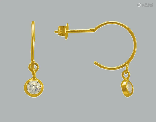 NEW 14K YELLOW GOLD CZ DANGLE EARRINGS