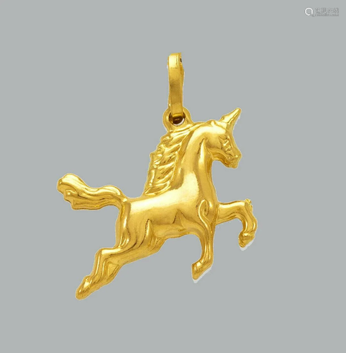 NEW 14K YELLOW GOLD UNICORN PENDANT POLISHED