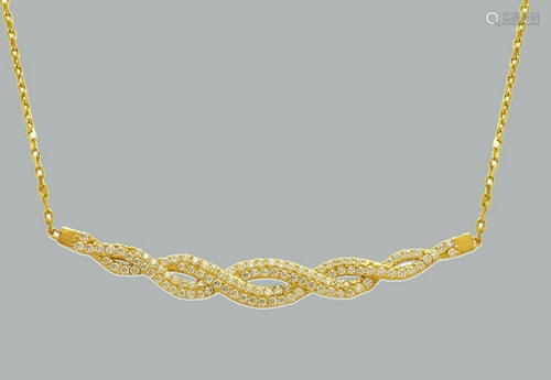 14K YELLOW GOLD LADIES FANCY CZ NECKLACE 18