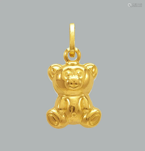 NEW 14K YELLOW GOLD TEDDY BEAR PENDANT / CHARM