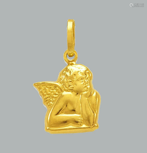 NEW 14K YELLOW GOLD ANGEL PENDANT / CHARM