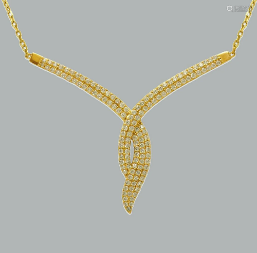 14K YELLOW GOLD LADIES FANCY CZ NECKLACE CHANDELIER