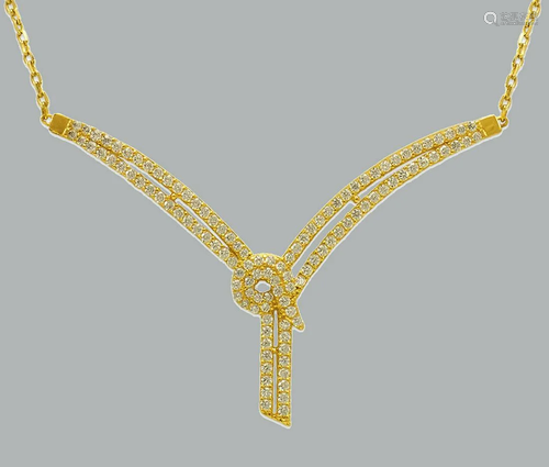 14K YELLOW GOLD LADIES FANCY CZ NECKLACE CHANDELIER