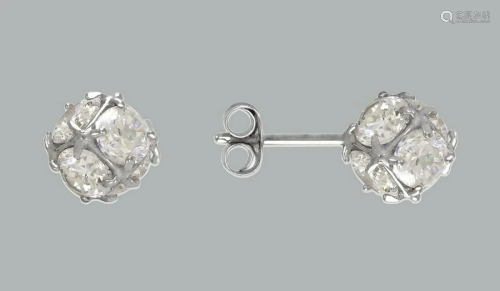 NEW 14K WHITE GOLD GIRLS BALL STUD CZ EARRINGS