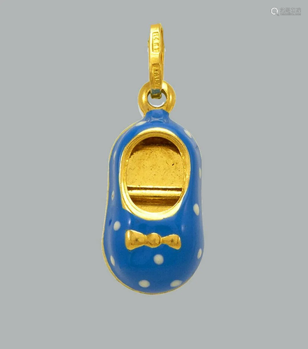 NEW 14K YELLOW GOLD ENAMEL PENDANT CHARM BABY SH…