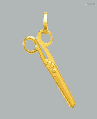 NEW 14K YELLOW GOLD SCISSORS PENDANT / CHARM