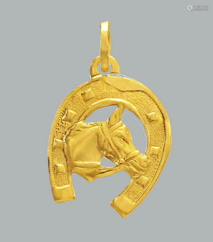 NEW 14K YELLOW GOLD HORSESHOE PENDANT / CHARM