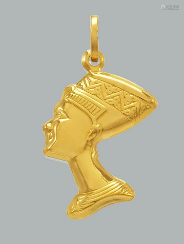 NEW 14K YELLOW GOLD CLEOPATRA CHARM PENDANT 23mm