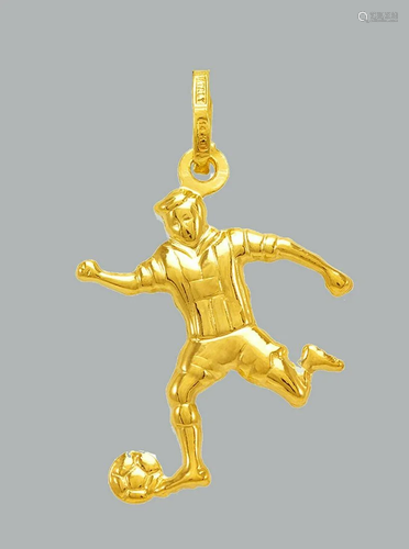 NEW 14K YELLOW GOLD SOCCER PLAYER PENDANT / CHARM