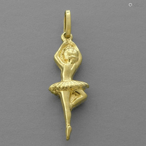 NEW 14K YELLOW GOLD BALLERINA PENDANT / CHARM