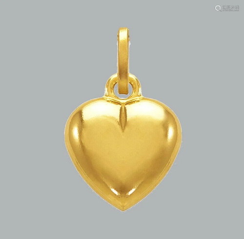 NEW 14K YELLOW GOLD PUFFED HEART CHARM PENDANT 12…