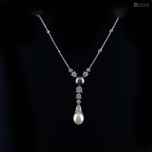 CARTIER Platinum Diamond & Pearl Calin Necklace