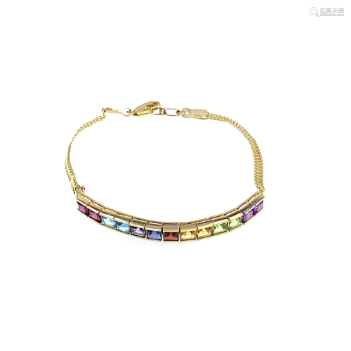 Modern 18K Gold Multicolor Bracelet