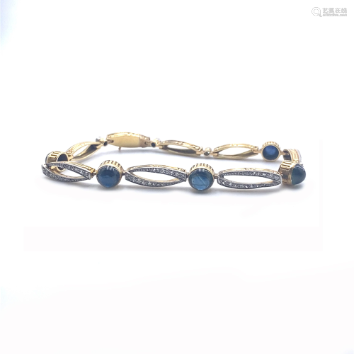 Art Deco Sapphires Diamonds 18k Gold Bracelet
