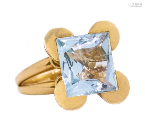 British / French 18k Aquamarine Ring