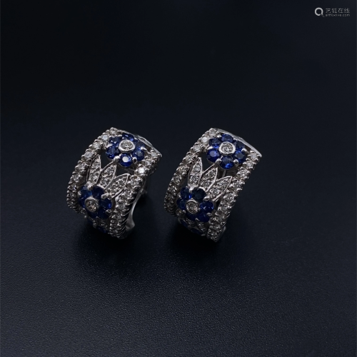 Sapphires, Diamonds & 18k Gold Earrings