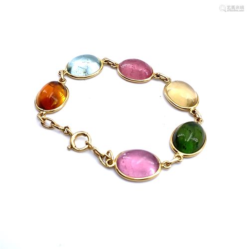 Multicolor Gemstones 14k gold Bracelet