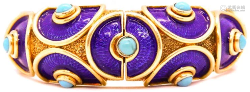 CELLINO 18k Gold, Enamel & Turquoise Bracelet