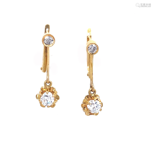 Antique Diamonds & 18k Gold Drop Earrings